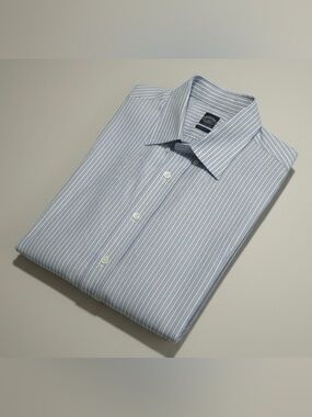 Brooks Brothers 20 34/35 Non-Iron Stretch Supima Cotton Blue Stripe Dress Shirt
